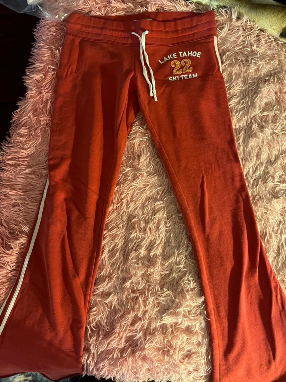 Y2K Hollister Flare Sweatpants, red, small